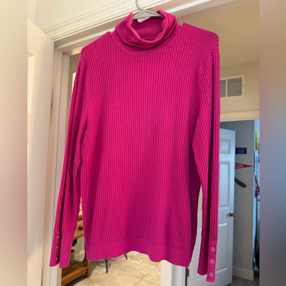 Talbots Fuchsia Ribbed Turtleneck Sweater